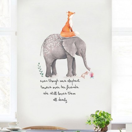 Fuchs und Elefant - Wandaufkleber